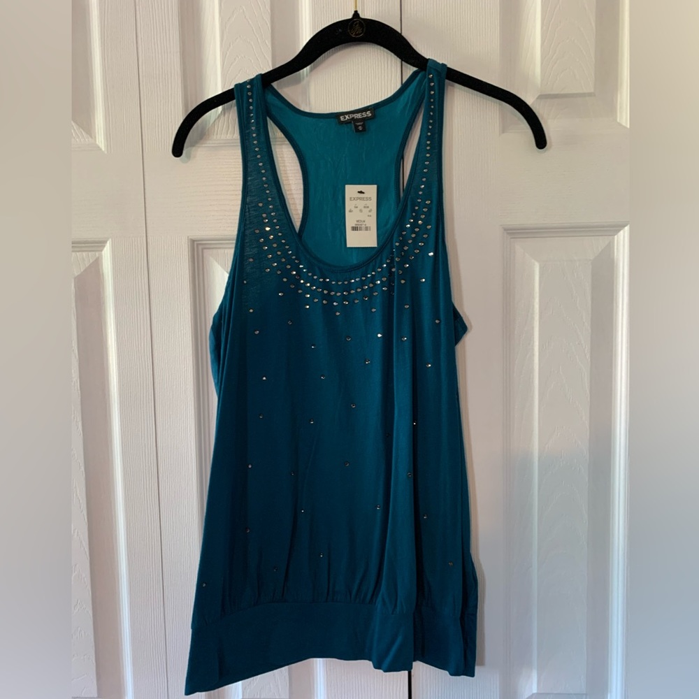 NWT Teal Tank w/ Embellishments